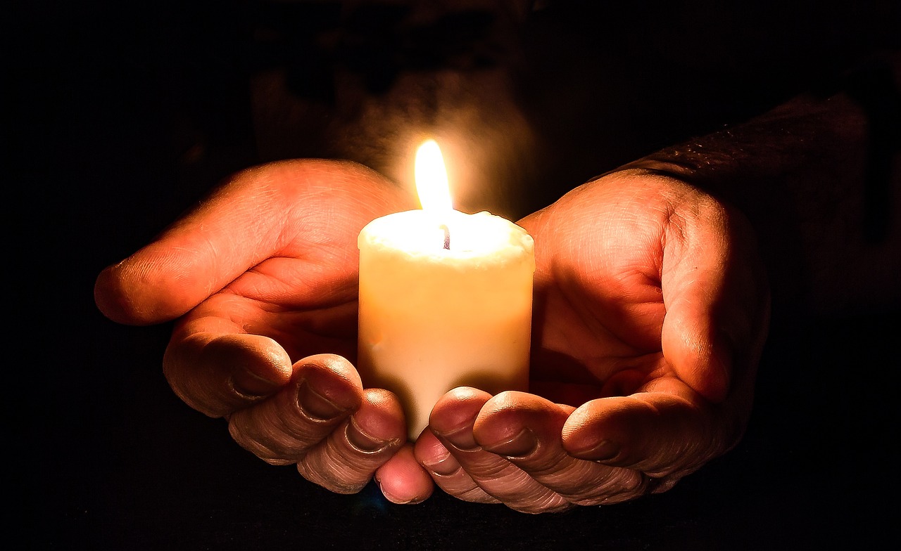 hands, open, candle